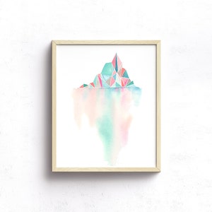 Watercolor Giclee Art Print Tip of Iceberg Geometric, Abstract, Pastel, Simple image 8