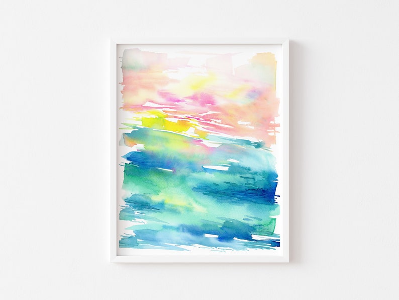 Watercolor Giclee Art Print Awakening Abstract, Colorful image 1