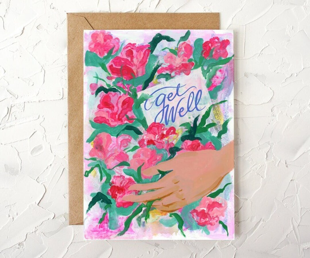 Get Well Greeting Card. A Note for You. Floral Bouquet Card for Get ...