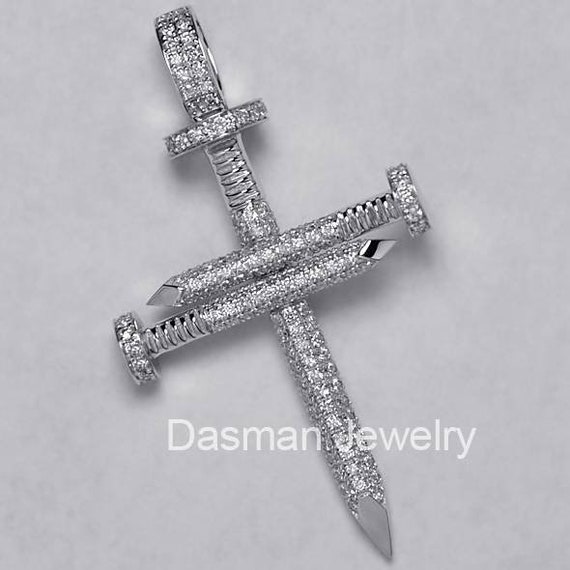 Diamond Nail Cross Pendant Necklace 