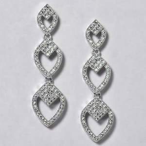 White Crystal CZ Teardrop Bridal Wedding Earrings 925 Sterling Silver Women, Elegant Bridesmaid Jewelry Gift