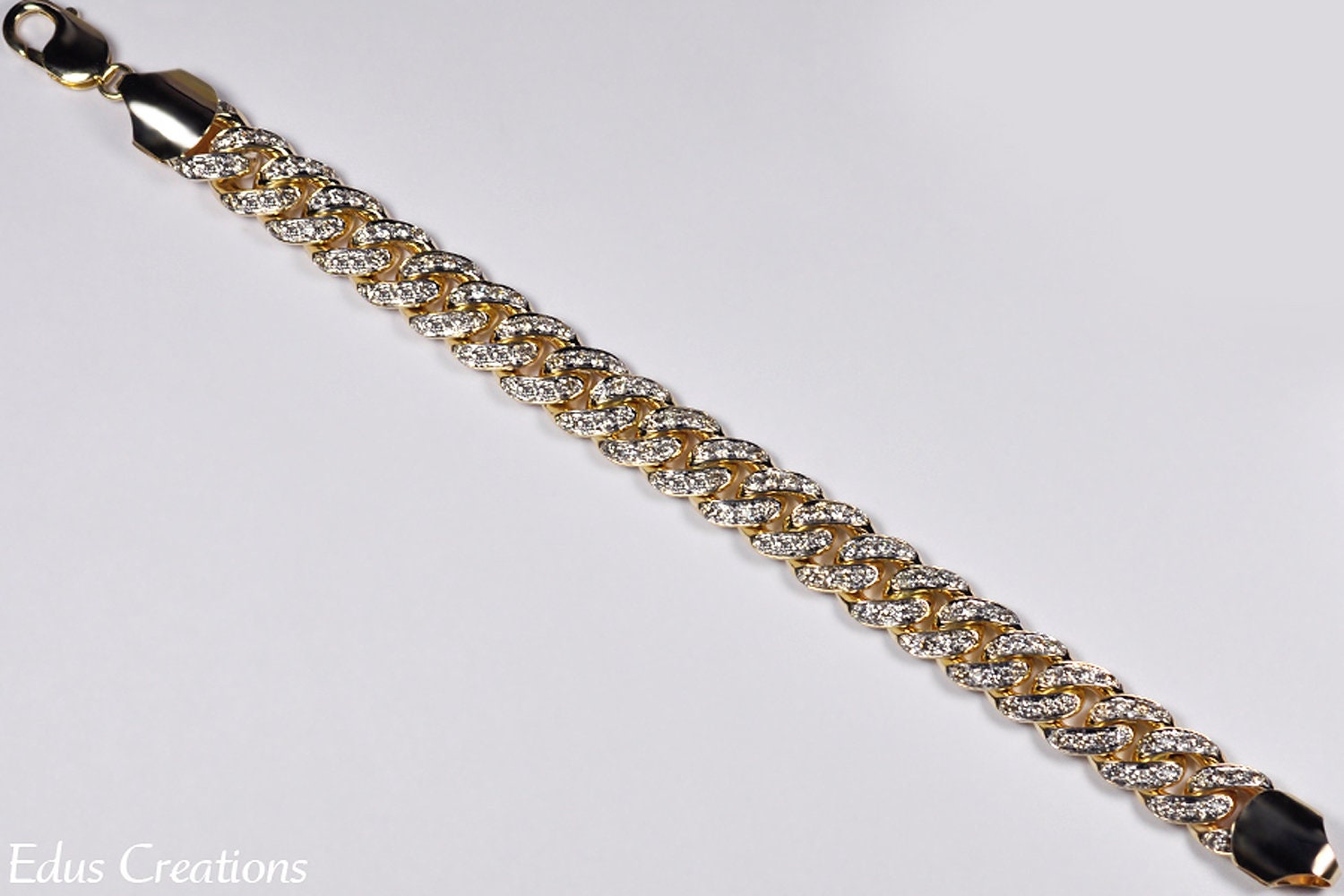 Nekta New York Men's 7 Carat Diamond Cuban Link Chain Bracelet