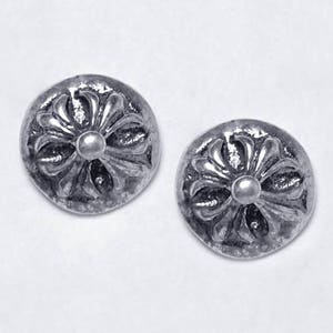 Fleur De Lis Flower Small Tiny Stud Vintage Earrings Sterling Silver Women, Gothic Goth Punk French Oxidized Jewelry, gift for her