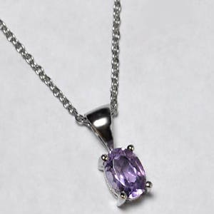 Purple Amethyst Solitaire Birthstone Pendant Necklace Sterling Silver Womens, Natural February Gemstone Jewelry, mother her gift