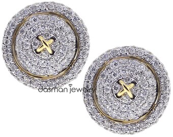 Genuine Diamond Cuff Links in Solid 14K Yellow Gold - Round Cufflinks Set for Men, Groom, Husband, Dad - Custom Made Wedding Jewelry