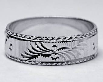 Hombres mujeres única banda de boda barata anillo de plata de ley, lisa texturizada simple suya y sujoyería nupcial