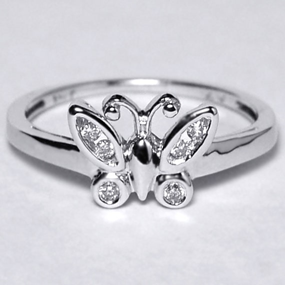 White gold diamond butterfly ring sale