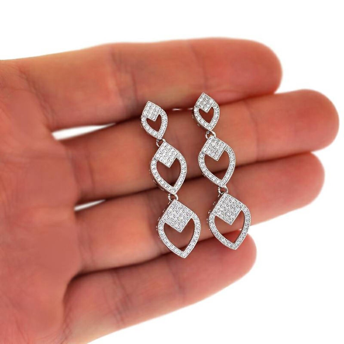 Dori CZ Teardrop Beaded Necklace- White main image 1