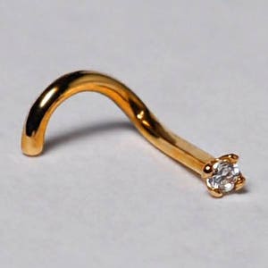 14K Yellow Gold Tiny Small Thin Nose Stud Ring, Solid Gold Body Piercing Jewelry