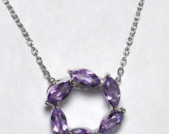 Lila Amethyst Kreis der Liebe Anhänger Halskette Sterling Silber 925 Womens, natürliche Februar Birthstone Schmuck, Mutter Geschenk für Sie