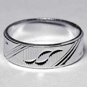Mens Womens Plain Cheap Wedding Band Ring Sterling Silver, Unique Textured Simple His and Hers Bridal Jewelry