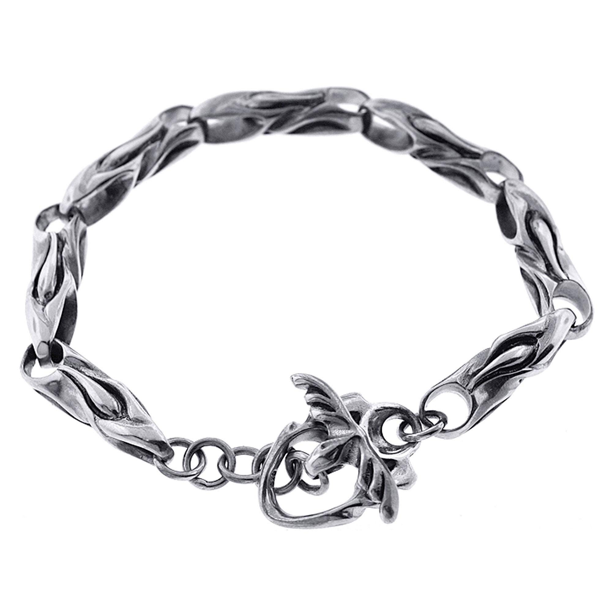 Mens Custom Beaded Gothic Punk Bracelet Sterling Silver Toggle Etsy