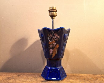 Gustave de Bruyn - Vintage Art Nouveau ceramic lamp base with blue dominant, France 1900