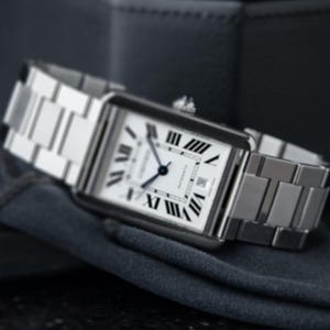 Vintage Strap and Watches- Cartier Tank Solo Extra Large Model Silver Dial Steel Bracelet   40mm