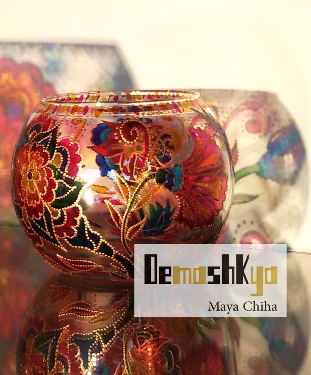 Glass Candle Holders Floral Hand Painted Personalized Candle Etsy UK