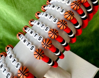Softball Bracelet, Personalized Name Beaded Team Jewelry, Engraved Letter Custom Design, Sports Mom Gift
