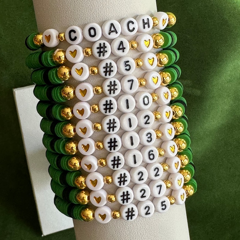 Custom Sport Team Bracelets, Volleyball Team Bracelets, Soccer Team Bracelets, Personalized Beaded Bracelets, Football Player Gift, Softball