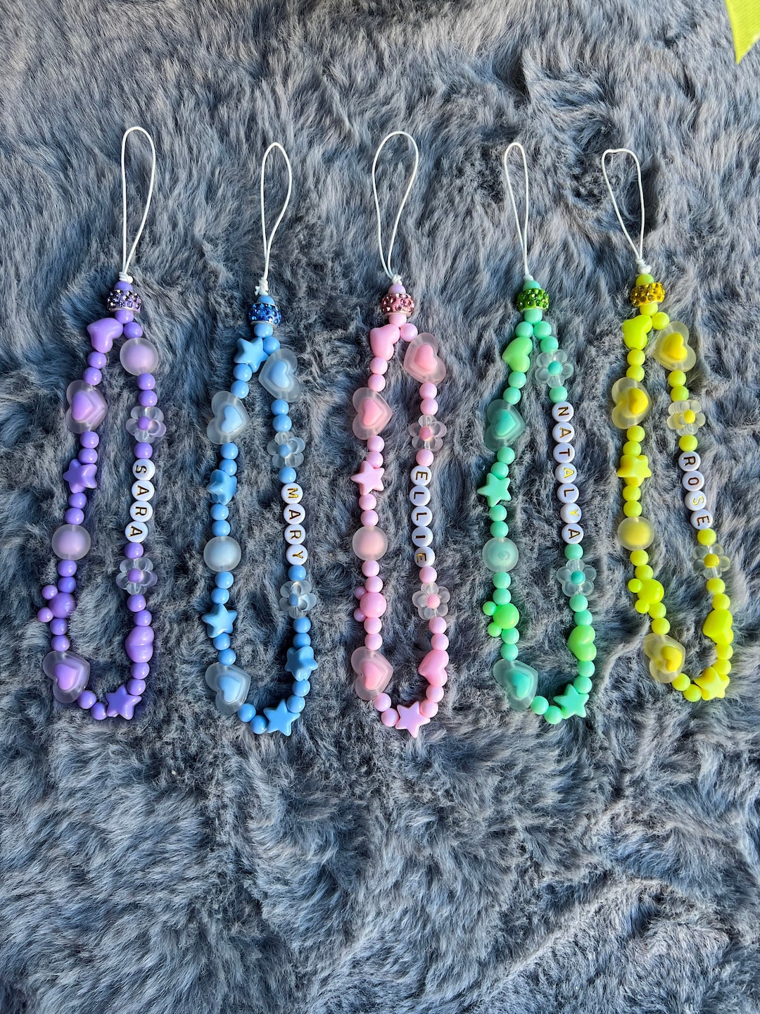 Personalized Colorful Phone Charm, Beaded Phone Strap, Personalized