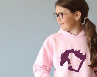 KIDS paardensweater | Hoodie meisje en paard, ruiterhoodie voor kinderen, cadeau paard meisje, paardensweater jeugd
