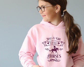 KIDS Horse Lover Sweatshirt | Jeugd Paard Meisje Hoodie, Hippische Hoodie voor Kinderen, Paard Meisje Gift, Paard Sweatshirt Jeugd