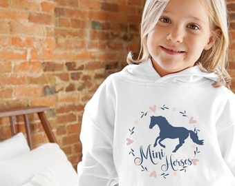 Jeugd Mini Paard Sweatshirt | Kinderen Miniatuur Paard Hoodie, Mini Paard Hoodie voor Kinderen, Paard Meisje Cadeau, Paard Sweatshirt voor Kinderen