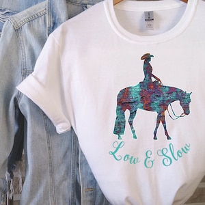 Western Pleasure Shirt - Low & Slow | Turquoise Horse Show Shirt, Gift for Western Horse Girl, Quarter Horse Lover