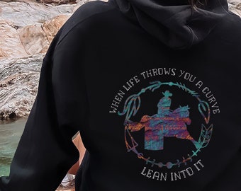 Barrel Racer Hoodie | Turquoise Cowgirl Sweatshirt, Turquoise Rodeo Hoodie, Barrel Racing Gift, Barrel Racing Horse Hoodie, Rodeo Gift