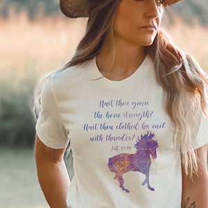 Job 39:19 Christian Horse Shirt | Christian Horse T-Shirt, Cowgirl Gift, Bible Horse Shirt, Rodeo Shirt, Rodeo Gift for Cowgirl