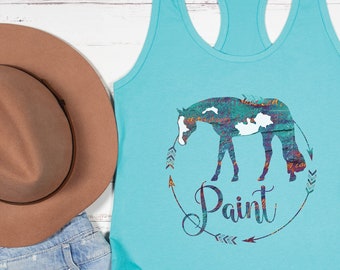 Paint Horse Frauen Racerback Tank-Top | Paint Horse Tank Top, Paint Horse Tank Top, Geschenk für Paint Horse Besitzer oder Reiter, Paint Horse Geschenk