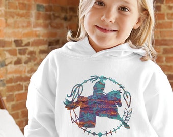 KIDS Barrel Racer Sweatshirt | Youth Barrel Racing Hoodie, Turquoise Horse Hoodie for Kids, Kids Cowgirl Gift, Rodeo Horse Hoodie for Girls