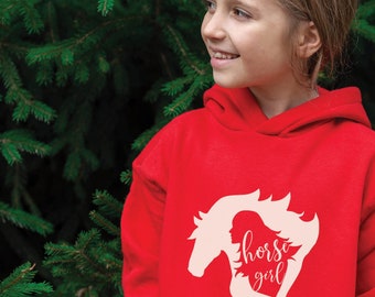 Youth Horse Sweatshirt | Kids Girl and Horse Hoodie, Equestrian Hoodie for Kids, Horse Girl Gift, Horse Sweatshirt for Kids