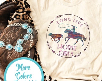 Horse Girl Shirt, Western Girl T-Shirt, Cowgirl Gift, Gift for Western Rider, Turquoise Rodeo T Shirt, Equestrian Shirt, Roping Horse Shirt