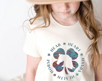 KIDS 4-H Horse Shirt, Youth Equestrian T-Shirt, Horse Girl Shirt, 4H Horse Show Shirt, Youth Horseback Rider Gift, Fair T Shirt