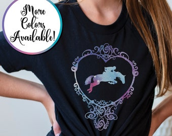 KIDS Jumping Horse Shirt, Youth Equestrian T-Shirt, Horse Girl Shirt, English Horse Shirt, Youth Horseback Rider Gift, Hunter Jumper Gift