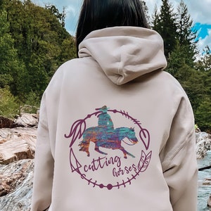 Cutting Horse Hoodie | Cutting Horse Sweatshirt, Western Horse Hoodie, Cowgirl Gift, Western Rider Hoodie, Cowhorse Hoodie
