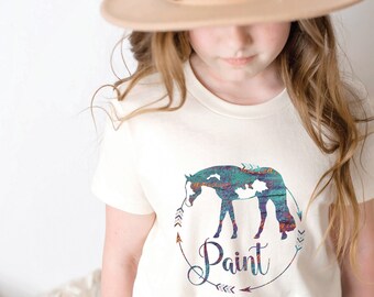 KIDS Paint Horse Shirt, Jugendpferdeshow T-Shirt, Pferdemädchen Shirt, Paint Horse Show Shirt, Jugend Paint Horse Geschenk für Mädchen, Reiter-T-Shirt