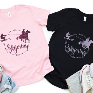 KIDS Skijoring Horse Shirt, Youth Equestrian Skijoring T-Shirt, Horse Skiier Shirt, Skiing Equestrian Shirt, Youth Skijorer Gift