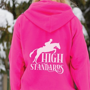 High Standards Jumping Sweatshirt | Jumping Horse Hoodie, Hunter Jumper Horse Sweater, English Rider Gift, Horse Trainer Gift
