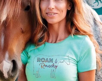 Roan and Ranchy Cowgirl Shirt | Western Ranch Horse T-Shirt, Cowgirl Gift, Rust Rodeo Horse Shirt, Turquoise Ranch Riding Tee