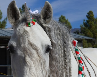 Christmas Unicorn Horn for Horse or Pony | Holiday Unicorn Horn | Gold or Silver Horn | Christmas Horse Costume