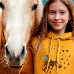 Autumn Horse Hoodie Youth | Kids Horse Sweatshirt, Equestrian Hoodie for Kids, Horse Girl Gift, Youth Horse Sweatshirt for Girls