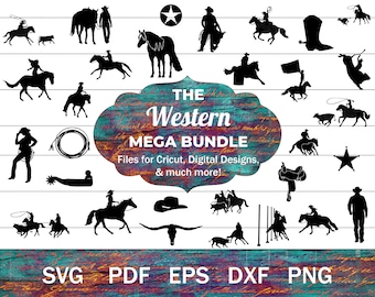 The Mega Western SVG Bundle, Western Horse SVG, Cowgirl SVG, Cowboy svg, Ranch Horse svg, Rodeo svg, Roping Horse svg, Boot and spur svg