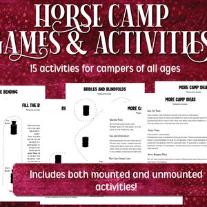 Horse Camp Games Printable Diagrams and Ideas, Mounted and Unmounted Equestrian Activities for Horse Camp & Horseback Riding Lessons