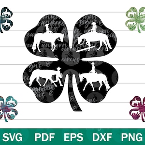 4-H Klee Pferdeshow SVG, 4H Pferd Silhouette Vektor-Dateien, Western Horse Show PNG, 4H Klee SVG, 4-H Pferd ClipArt, 4H Club svg
