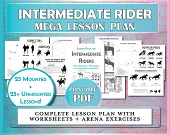 Intermediate Rider Lesson Plan MEGA Bundle - Horseback Riding Exercises & Printable Equestrian Worksheets for Riding Instructors + Students