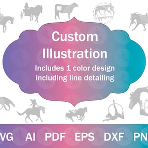 Custom SVG Illustration | Includes One Color Detailed Illustration from Your Photo/Idea, Custom Equestrian SVG, Custom Horse SVG