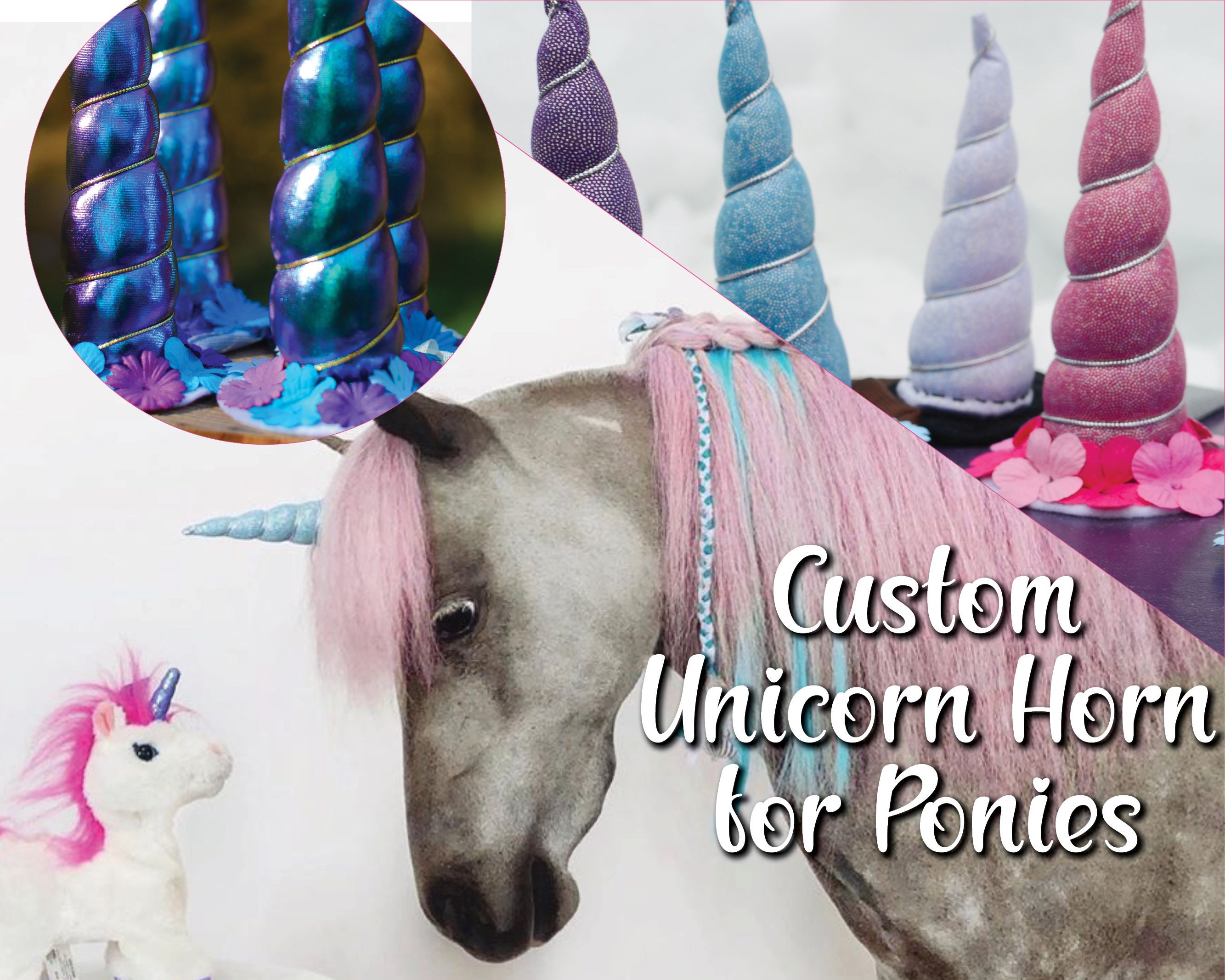 Pony Unicorn Horn With Flowers | Unicorn Horn Browband Attachment