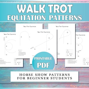 Beginner Walk Trot Equitation Pattern Printables, Horse Show Pattern Prep for Riding Instructors & Horseback Riding Lesson Students