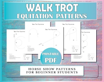 Beginner Walk Trot Equitation Pattern Printables, Horse Show Pattern Prep for Riding Instructors & Horseback Riding Lesson Students