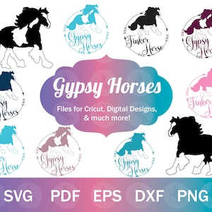 Paquete SVG PNG de caballo gitano, Vanner gitano SVG, caballo de tiro svg, caballo gitano png, clip art de caballo gitano para pegatinas y diseños de camisas